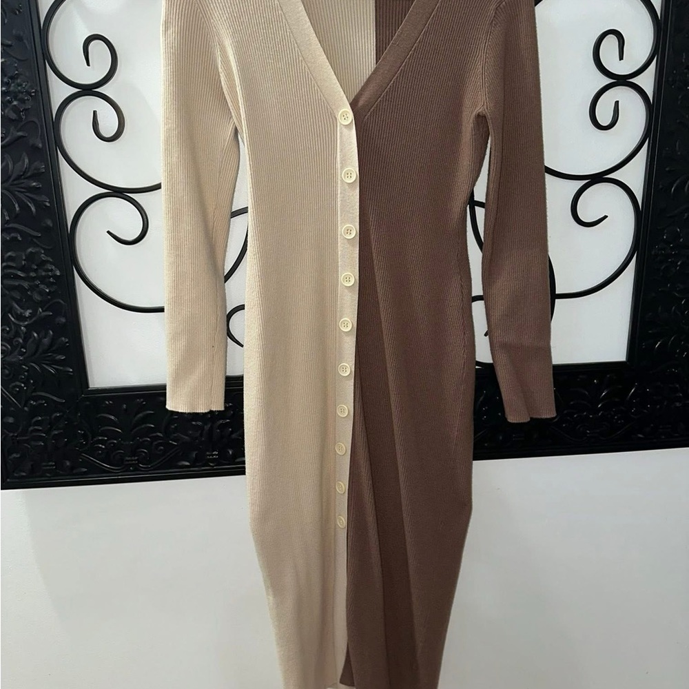 Two-Tone Long Sleeve Dress